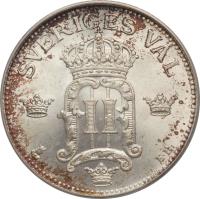 Sweden coin 50 Öre - Oscar II (1906 - 1907) obverse obverse of 50 Öre - Oscar II (1906 - 1907) coin with KM# 771 from Sweden. Inscription: SVERIGES VAL