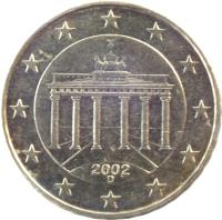 obverse of 10 Euro Cent - 1'st Map (2002 - 2006) coin with KM# 210 from Germany. Inscription: 2002 F