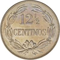 Venezuela coin 12 1/2 Céntimos (1896 - 1938) reverse reverse of 12 1/2 Céntimos (1896 - 1938) coin with Y# 28 from Venezuela. Inscription: 12 1/2 CENTIMOS