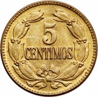 Venezuela coin 5 Céntimos (1944) reverse reverse of 5 Céntimos (1944) coin with Y# 29 from Venezuela. Inscription: 5 CENTIMOS