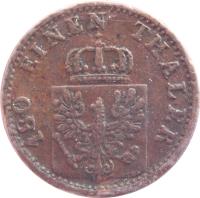 German States coin 2 Pfenninge - Wilhelm I (1861 - 1873) obverse obverse of 2 Pfenninge - Wilhelm I (1861 - 1873) coin with KM# 481 from German States. Inscription: 180 EINEN THALER