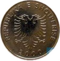 Albania coin 5 Lekë (1995 - 2011) obverse obverse of 5 Lekë (1995 - 2011) coin with KM# 76 from Albania. Inscription: REPUBLIKA E SHQIPERISE 2000