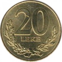 Albania coin 20 Lekë - Non magnetic (1996 - 2012) reverse reverse of 20 Lekë - Non magnetic (1996 - 2012) coin with KM# 78 from Albania. Inscription: 20 LEKE