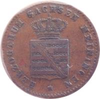 German States coin 2 Pfennige - Georg II (1867 - 1870) obverse obverse of 2 Pfennige - Georg II (1867 - 1870) coin with KM# 174 from German States. Inscription: HERZOGTHUM SACHSEN MEININGEN *