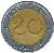 reverse of 20 Dinars (1992 - 2014) coin with KM# 125 from Algeria. Inscription: بنك الجزائر 20 دينارا