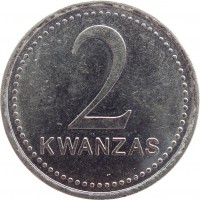 reverse of 2 Kwanzas (1999) coin with KM# 98 from Angola. Inscription: 2 KWANZAS