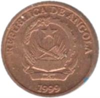 Angola coin 10 Centimos (1999) obverse obverse of 10 Centimos (1999) coin with KM# 95 from Angola. Inscription: REPUBLICA DE ANGOLA 1999