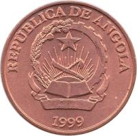 obverse of 50 Centimos (1999) coin with KM# 96 from Angola. Inscription: REPUBLICA DE ANGOLA 1999