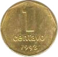 reverse of 1 Centavo - Round (1992 - 1993) coin with KM# 113 from Argentina. Inscription: 1 centavo 1992