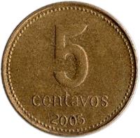 reverse of 5 Centavos (1993 - 1995) coin with KM# 109a from Argentina. Inscription: 5 centavos 1994
