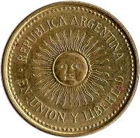 Argentina coin 5 Centavos - Plain edge (2006 - 2011) obverse obverse of 5 Centavos - Plain edge (2006 - 2011) coin with KM# 109b from Argentina. Inscription: .REPUBLICA ARGENTINA. EN UNION Y LIBERTAD