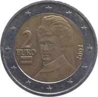 obverse of 2 Euro - 1'st Map (2002 - 2006) coin with KM# 3089 from Austria. Inscription: 2 EURO 2002