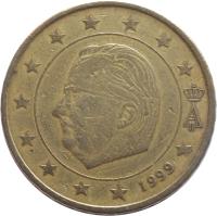 obverse of 50 Euro Cent - Albert II - 1'st Map; 1'st Type; 1'st Portrait (1999 - 2006) coin with KM# 229 from Belgium. Inscription: A II 2002