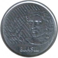 obverse of 1 Centavo (1994 - 1997) coin with KM# 631 from Brazil. Inscription: BRASIL