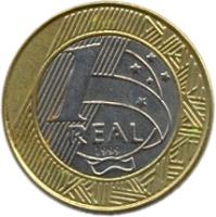 Brazil coin 1 Real (1998 - 1999) reverse reverse of 1 Real (1998 - 1999) coin with KM# 652 from Brazil. Inscription: 1 REAL 1998