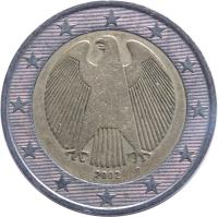 Germany coin 2 Euro - 1'st Map (2002 - 2006) obverse obverse of 2 Euro - 1'st Map (2002 - 2006) coin with KM# 214 from Germany. Inscription: 2003 F