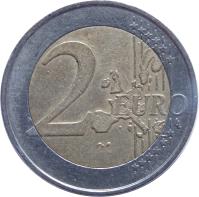 reverse of 2 Euro - 1'st Map (2002 - 2006) coin with KM# 214 from Germany. Inscription: 2 EURO LL