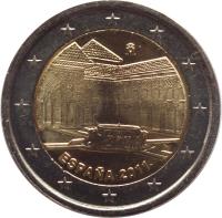 Spain coin 2 Euro - Juan Carlos I - Alhambra (2011) obverse obverse of 2 Euro - Juan Carlos I - Alhambra (2011) coin with KM# 1184 from Spain. Inscription: M ESPAÑA 2011