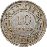 reverse of 10 Cents - Elizabeth II - 1'st Portrait (1974 - 2000) coin with KM# 35 from Belize. Inscription: BELIZE 10 CENTS 2000