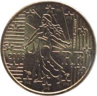 France coin 10 Euro Cent - 2'nd Map (2007 - 2017) obverse obverse of 10 Euro Cent - 2'nd Map (2007 - 2017) coin with KM# 1410 from France. Inscription: RF 2013 L. JORIO d'ap. O. ROTY