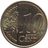 reverse of 10 Euro Cent - 2'nd Map (2007 - 2017) coin with KM# 1410 from France. Inscription: 10 EURO CENT LL