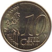 France coin 10 Euro Cent - 2'nd Map (2007 - 2017) reverse reverse of 10 Euro Cent - 2'nd Map (2007 - 2017) coin with KM# 1410 from France. Inscription: 10 EURO CENT LL