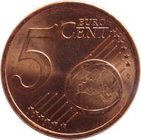 reverse of 5 Euro Cent (1999 - 2017) coin with KM# 1284 from France. Inscription: 5 EURO CENT LL