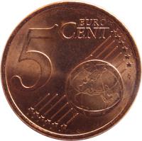 France coin 5 Euro Cent (1999 - 2017) reverse reverse of 5 Euro Cent (1999 - 2017) coin with KM# 1284 from France. Inscription: 5 EURO CENT LL