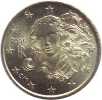 obverse of 10 Euro Cent - 1'st Map (2002 - 2007) coin with KM# 213 from Italy. Inscription: CM RI R 2002