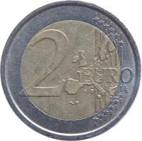 reverse of 2 Euro - 1'st Map (2002 - 2007) coin with KM# 217 from Italy. Inscription: 2 EURO LL