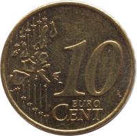 reverse of 10 Euro Cent - Beatrix - 1'st Map (1999 - 2006) coin with KM# 237 from Netherlands. Inscription: 10 EURO CENT LL