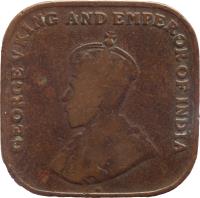 obverse of 1 Cent - George V (1919 - 1926) coin with KM# 32 from Straits Settlements. Inscription: GEORGE V KING AND EMPEROR OF INDIA