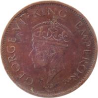 obverse of 1/4 Anna - George VI (1940 - 1942) coin with KM# 531 from India. Inscription: GEORGE VI KING EMPEROR