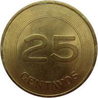 Colombia coin 25 Centavos (1979 - 1980) reverse reverse of 25 Centavos (1979 - 1980) coin with KM# 267 from Colombia. Inscription: 25 CENTAVOS