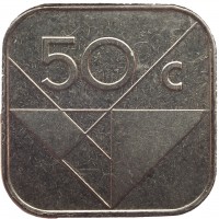 reverse of 50 Cents - Beatrix (1986 - 2014) coin with KM# 4 from Aruba. Inscription: 50 c