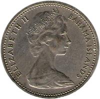 obverse of 5 Cents - Elizabeth II - 2'nd Portrait (1966 - 1970) coin with KM# 3 from Bahamas. Inscription: ELIZABETH II BAHAMA ISLANDS