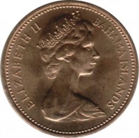 obverse of 1 Cent - Elizabeth II - 2'nd Portrait (1970) coin with KM# 15 from Bahamas. Inscription: ELIZABETH II BAHAMA ISLANDS