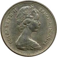 obverse of 50 Cents - Elizabeth II - 2'nd Portrait (1966 - 1970) coin with KM# 7 from Bahamas. Inscription: ELIZABETH II BAHAMA ISLANDS