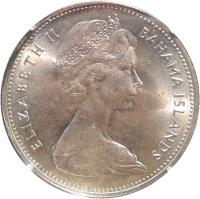 obverse of 2 Dollars - Elizabeth II - 2'nd Portrait (1966 - 1970) coin with KM# 9 from Bahamas. Inscription: ELIZABETH II BAHAMA ISLANDS