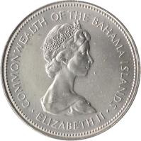 Bahamas coin 50 Cents - Elizabeth II - 2'nd Portrait (1971 - 1973) obverse obverse of 50 Cents - Elizabeth II - 2'nd Portrait (1971 - 1973) coin with KM# 21 from Bahamas. Inscription: COMMONWEALTH OF THE BAHAMA ISLANDS · ELIZABETH II ·