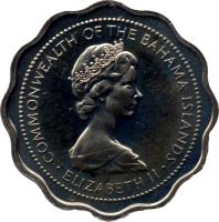 Bahamas coin 10 Cents - Elizabeth II - 2'nd Portrait (1971 - 1973) obverse obverse of 10 Cents - Elizabeth II - 2'nd Portrait (1971 - 1973) coin with KM# 18 from Bahamas. Inscription: COMMONWEALTH OF THE BAHAMAS ISLANDS · ELIZABETH II ·
