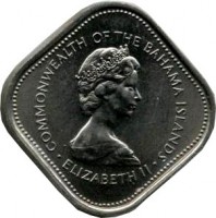 obverse of 15 Cents - Elizabeth II - 2'nd Portrait (1971 - 1973) coin with KM# 19 from Bahamas. Inscription: COMMONWEALTH OF THE BAHAMA ISLANDS · ELIZABETH II ·