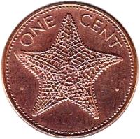 reverse of 1 Cent - Elizabeth II (1985 - 2004) coin with KM# 59a from Bahamas. Inscription: · ONE CENT ·