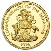 obverse of 1 Cent - Elizabeth II (1974 - 1985) coin with KM# 59 from Bahamas. Inscription: COMMONWEALTH OF THE BAHAMAS 1976