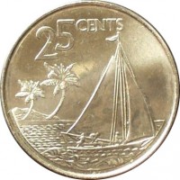 reverse of 25 Cents - Elizabeth II (2007) coin with KM# 220 from Bahamas. Inscription: 25 CENTS