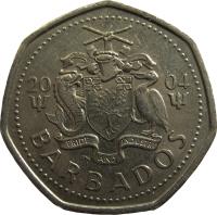 Barbados coin 1 Dollar - Elizabeth II - Smaller (1988 - 2005) obverse obverse of 1 Dollar - Elizabeth II - Smaller (1988 - 2005) coin with KM# 14.2 from Barbados. Inscription: 19 89 PRIDE AND INDUSTRY BARBADOS