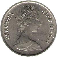 obverse of 10 Cents - Elizabeth II - 2'nd Portrait (1970 - 1985) coin with KM# 17 from Bermuda. Inscription: BERMUDA ELIZABETH II