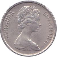 Bermuda coin 25 Cents - Elizabeth II - 2'nd Portrait (1970 - 1985) obverse obverse of 25 Cents - Elizabeth II - 2'nd Portrait (1970 - 1985) coin with KM# 18 from Bermuda. Inscription: BERMUDA ELIZABETH II