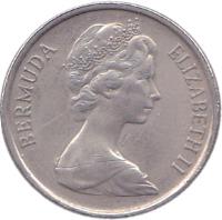 obverse of 25 Cents - Elizabeth II - 2'nd Portrait (1970 - 1985) coin with KM# 18 from Bermuda. Inscription: BERMUDA ELIZABETH II