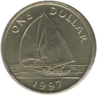 reverse of 1 Dollar - Elizabeth II - 3'rd Portrait (1988 - 1997) coin with KM# 56 from Bermuda. Inscription: ONE DOLLAR 1988
